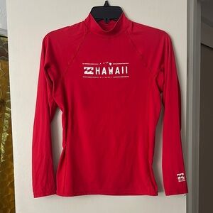 Billabong Red Fitted Long Sleeve Performance Surf Shirt